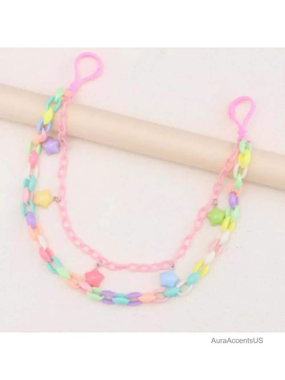 Y2k Rainbow Star Charm Acrylic Pants Chain Double-Layered Layered Belt Chain
